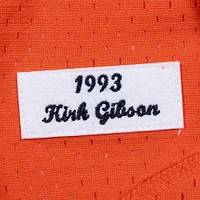Maillot d'entraînement au bâton boutonné en maille pour homme Mitchell & Ness Kirk Gibson Orange Detroit Tigers Cooperstown Collection