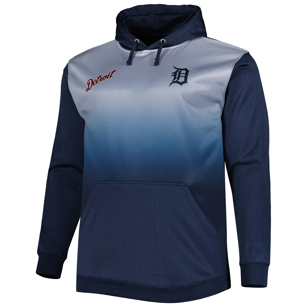 Men's Navy Detroit Tigers Fade Sublimated Fleece Pullover Hoodie