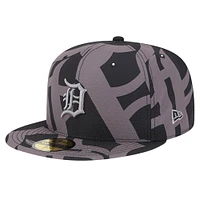 Men's New Era Black Detroit Tigers Logo Fracture 59FIFTY Fitted Hat