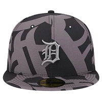 Men's New Era Black Detroit Tigers Logo Fracture 59FIFTY Fitted Hat