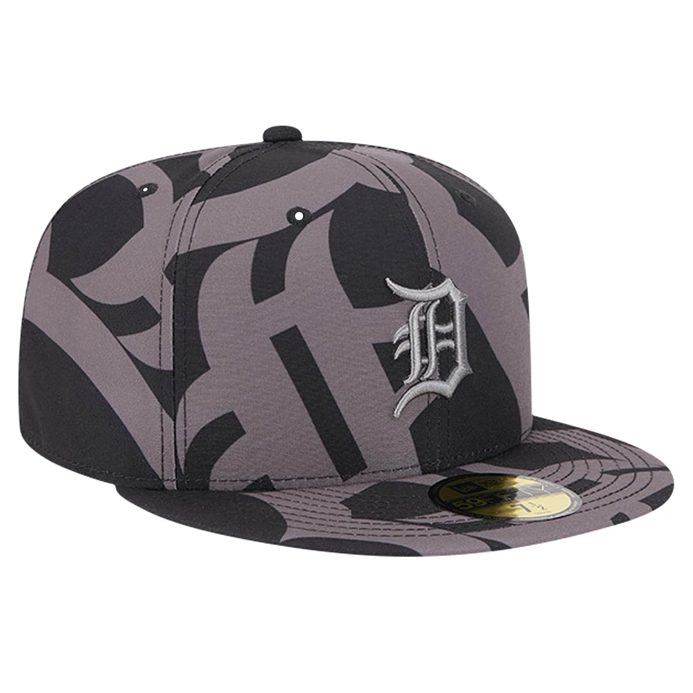 Men's New Era Black Detroit Tigers Logo Fracture 59FIFTY Fitted Hat