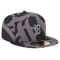 Men's New Era Black Detroit Tigers Logo Fracture 59FIFTY Fitted Hat