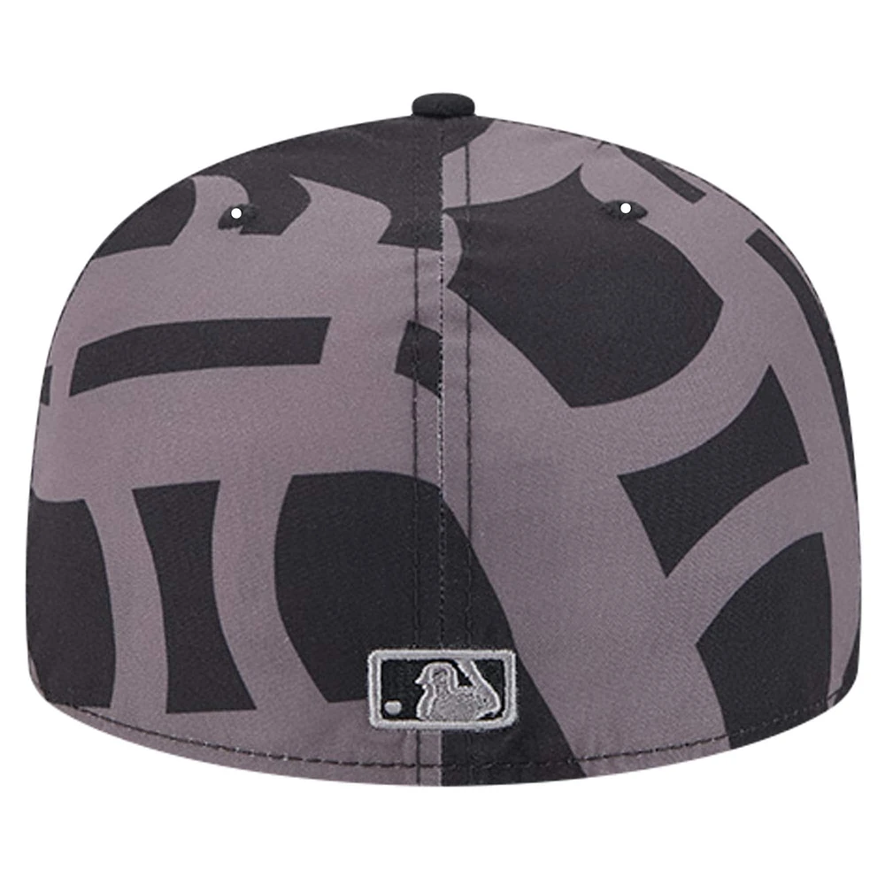 Men's New Era Black Detroit Tigers Logo Fracture 59FIFTY Fitted Hat