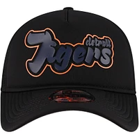 Men's New Era Black Detroit Tigers Retro Bold A-Frame Trucker 9FORTY Adjustable Hat