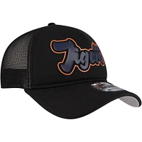 Men's New Era Black Detroit Tigers Retro Bold A-Frame Trucker 9FORTY Adjustable Hat