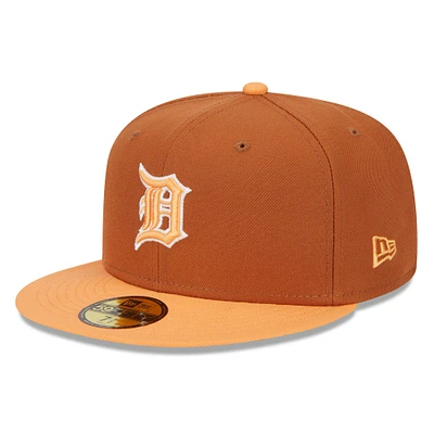 Casquette ajustée bicolore basique 59FIFTY de couleur printanière des Detroit Tigers New Era pour hommes, marron/orange