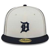 Men's New Era  Cream/Navy Detroit Tigers Chrome Sutash 59FIFTY Fitted Hat