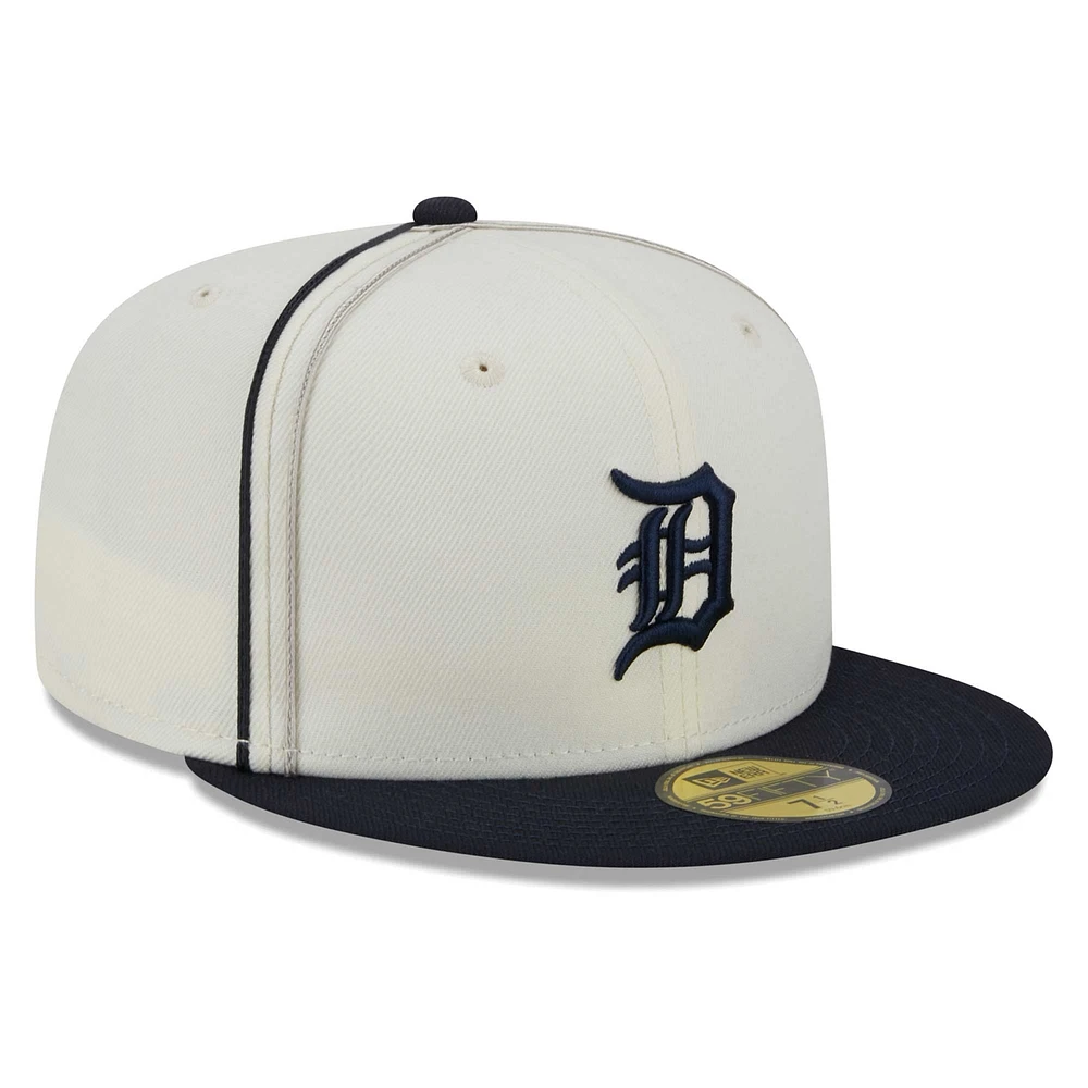 Men's New Era  Cream/Navy Detroit Tigers Chrome Sutash 59FIFTY Fitted Hat