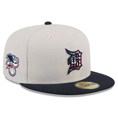 Casquette ajustée 59FIFTY du 4 juillet New Era pour hommes, kaki/noir, Detroit Tigers 2024