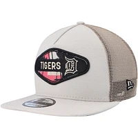 Men's New Era Natural Detroit Tigers Retro Beachin' Patch A-Frame Trucker 9FIFTY Snapback Hat