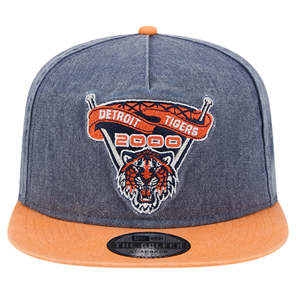 Men's New Era Navy/Orange Detroit Tigers 2000 Pigment Dye Golfer Snapback Hat