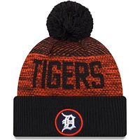 Bonnet en tricot à revers sport avec pompon pour homme Detroit Tigers Authentic Collection New Era bleu marine
