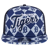 Men's New Era Navy Detroit Tigers Seeing Diamonds A-Frame Trucker 9FIFTY Snapback Hat