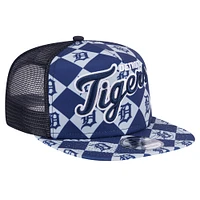 Men's New Era Navy Detroit Tigers Seeing Diamonds A-Frame Trucker 9FIFTY Snapback Hat