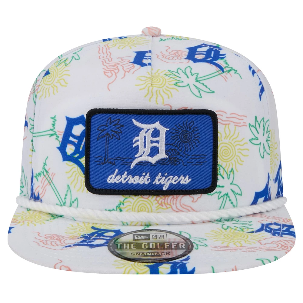 Men's New Era White Detroit Tigers Islander Golfer Snapback Hat