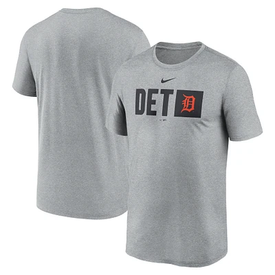 T-shirt Nike Tricode Legend Performance gris chiné pour homme des Detroit Tigers