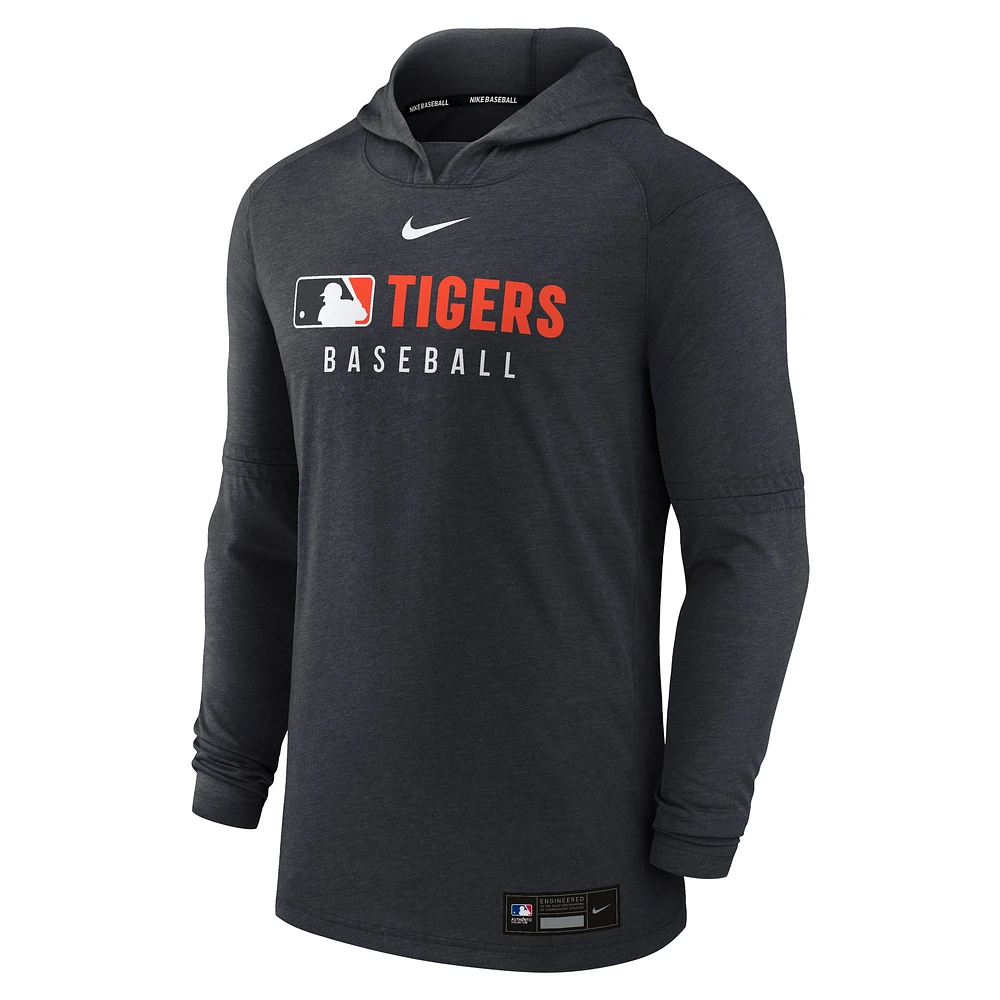 Men's Nike Heather Navy Detroit Tigers Authentic Collection Tri-Blend Performance Pullover Hoodie