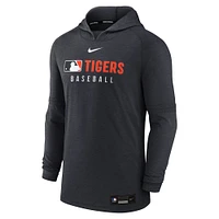 Men's Nike Heather Navy Detroit Tigers Authentic Collection Tri-Blend Performance Pullover Hoodie