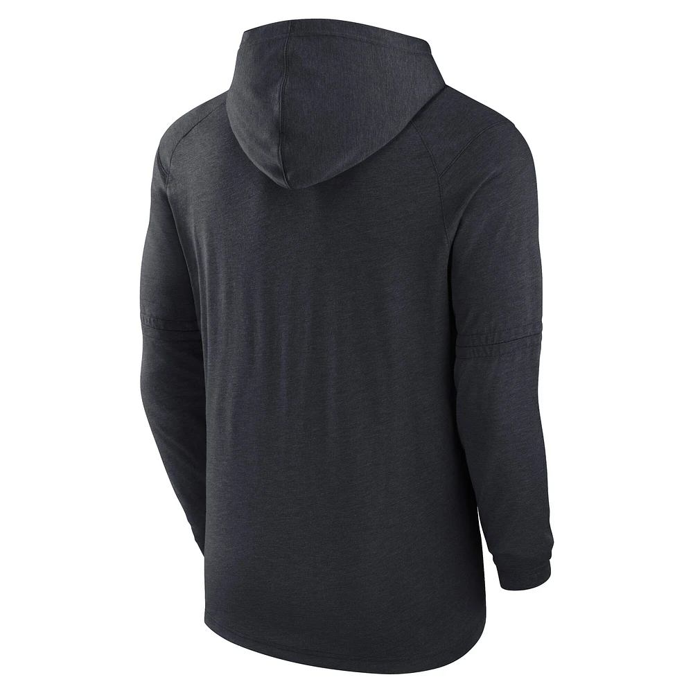 Men's Nike Heather Navy Detroit Tigers Authentic Collection Tri-Blend Performance Pullover Hoodie