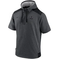 Men's Nike Heathered Charcoal Detroit Tigers Authentic Collection Flux Performance - Quarter-Zip Short Sleeve Hoodie