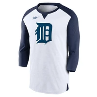 Men's Nike White/Navy Detroit Tigers Rewind 3/4-Sleeve T-Shirt