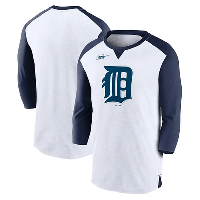 Men's Nike White/Navy Detroit Tigers Rewind 3/4-Sleeve T-Shirt