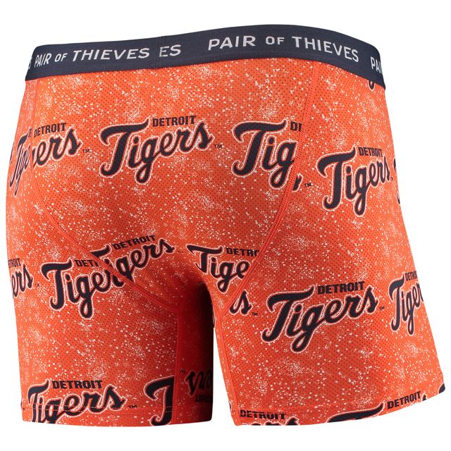 Lot de 2 boxers super ajustés pour homme Paire voleurs orange/bleu marine Detroit Tigers