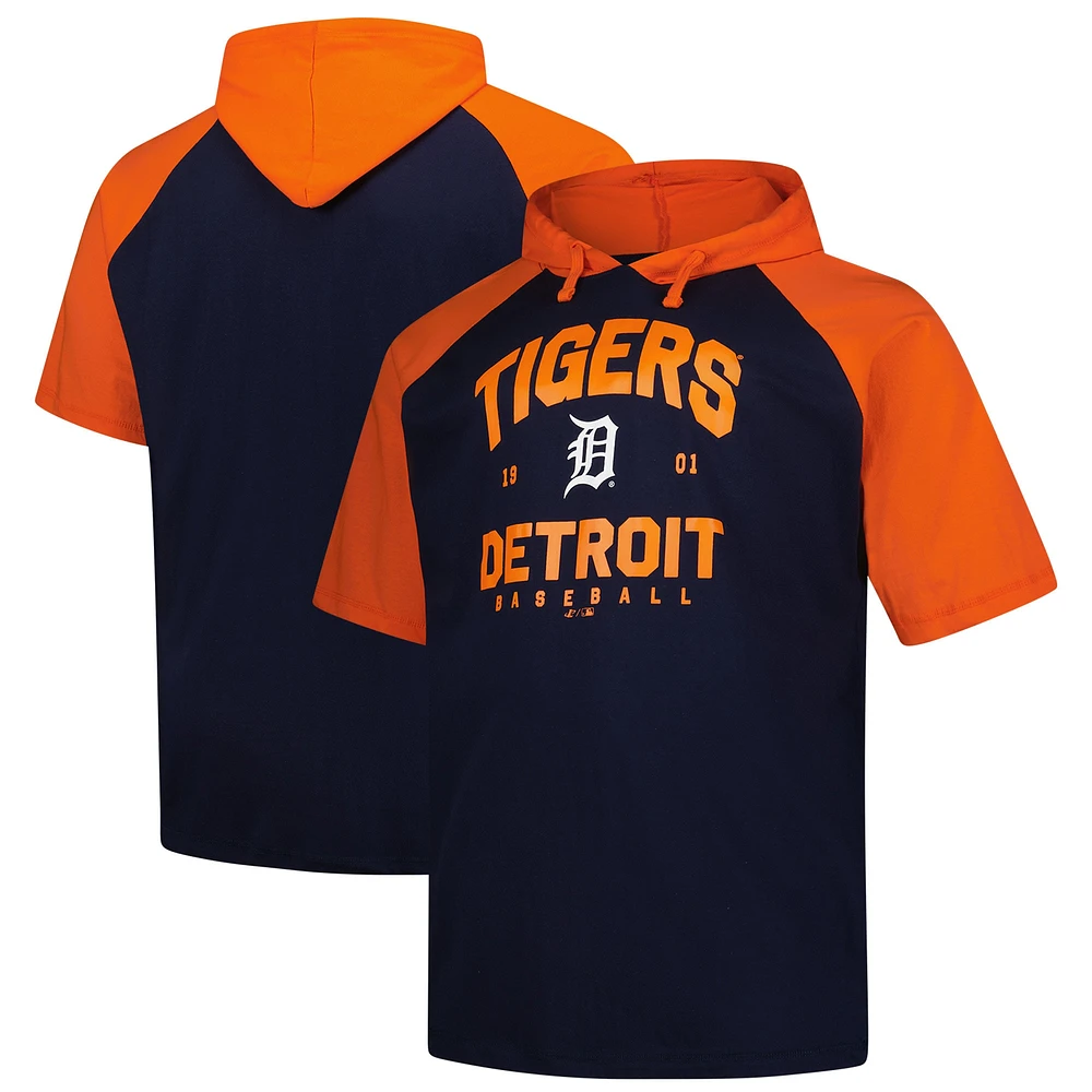 Men's Profile Navy Detroit Tigers Big & Tall Short Sleeve Pullover Hoodie