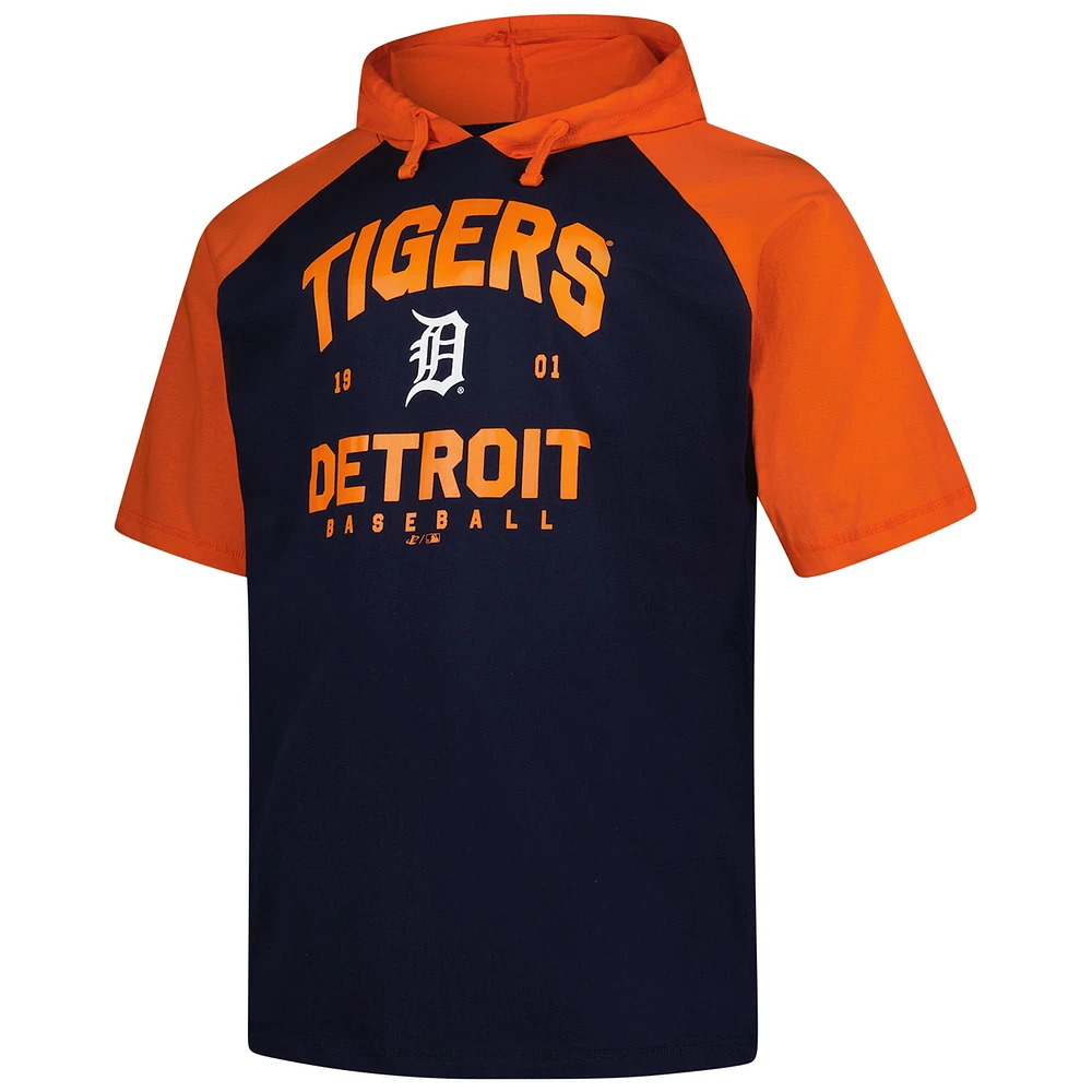 Men's Profile Navy Detroit Tigers Big & Tall Short Sleeve Pullover Hoodie