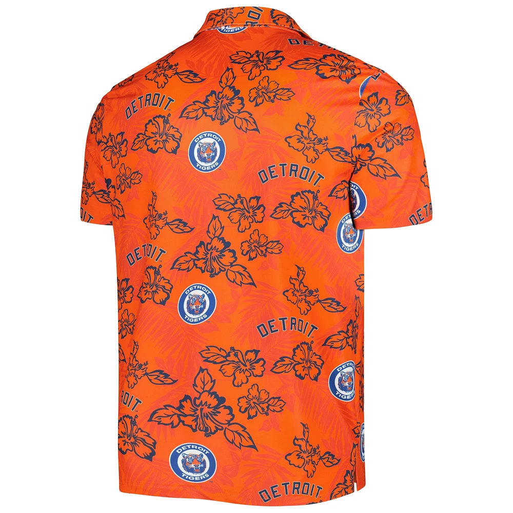 Polo pour homme Reyn Spooner Orange Detroit Tigers Cooperstown Collection Puamana Print