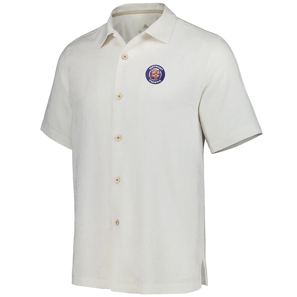 Chemise boutonnée Tommy Bahama Detroit Tigers Sport Tropic Isles Camp pour homme, blanc