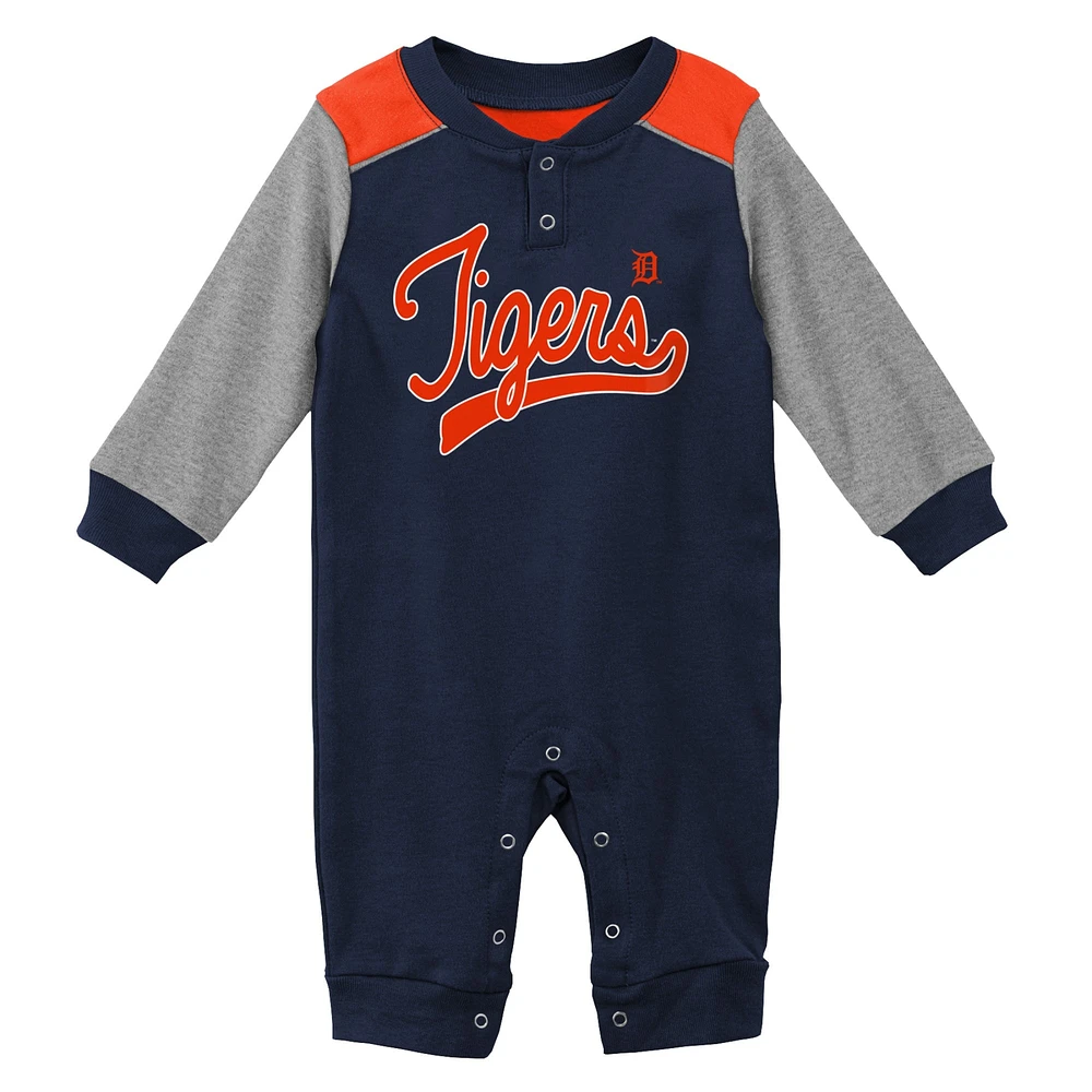 Pull à manches longues Scrimmage des Detroit Tigers pour nouveau-né et nourrisson, bleu marine/gris chiné