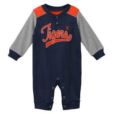 Pull à manches longues Scrimmage des Detroit Tigers pour nouveau-né et nourrisson, bleu marine/gris chiné