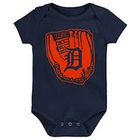 Newborn & Infant Orange/Navy/White Detroit Tigers Minor League Player Three-Pack Bodysuit Set