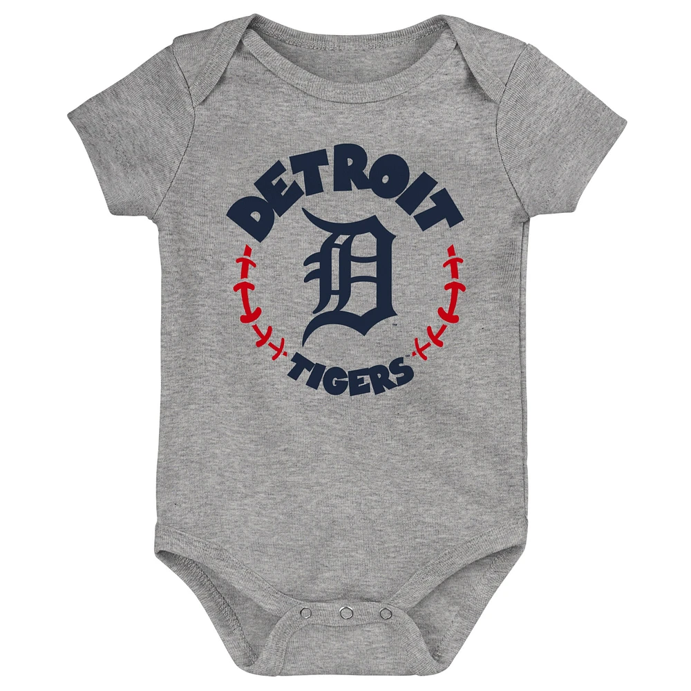 Newborn & Infant Orange/White/Heather Gray Detroit Tigers Biggest Little Fan 3-Pack Bodysuit Set
