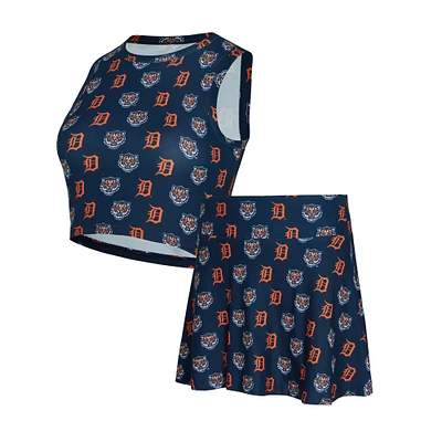 Ensemble débardeur et jupe-short en tricot bleu marine Detroit Tigers de Concepts Sport pour femmes