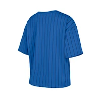 Women's New Era  Blue Detroit Tigers City Connect Multiplier Pinstripe Cropped T-Shirt