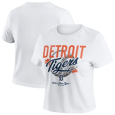 T-shirt court blanc effet vieilli pour bébé WEAR by Erin Andrews des Detroit Tigers