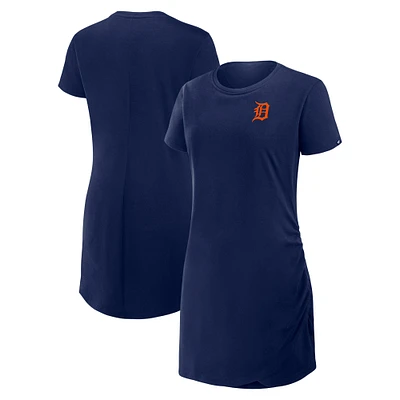 Robe t-shirt drapée froncée bleu marine Fanatics pour femme des Detroit Tigers