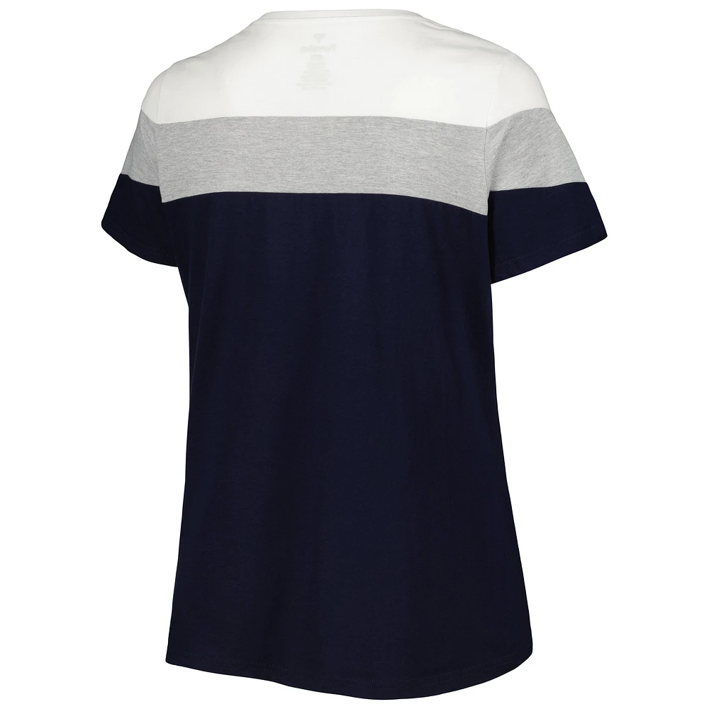 T-shirt à couleurs contrastées bleu marine/gris chiné Detroit Tigers pour femme