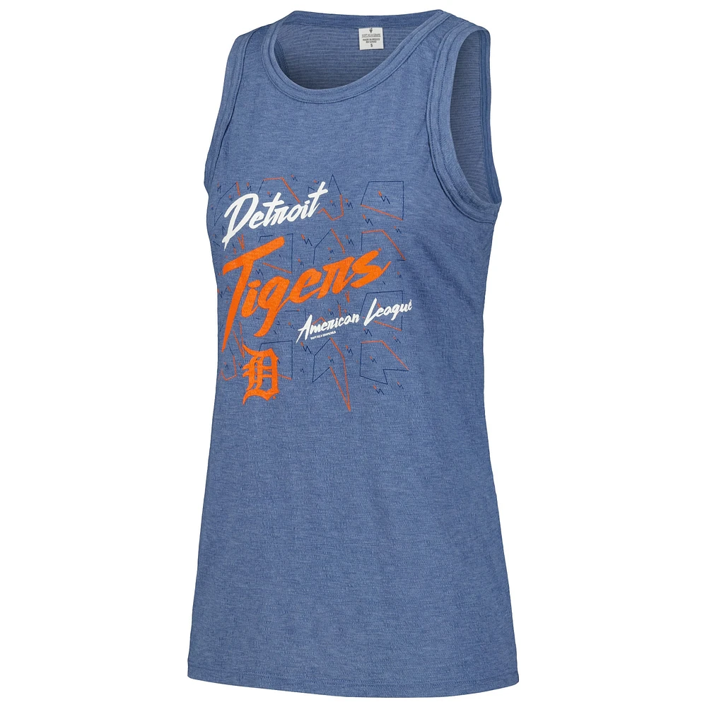Women's Soft as a Grape Navy Detroit Tigers Gauze High Neck Tank Top
