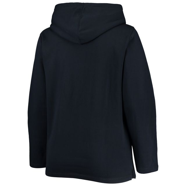 Chandail a capuchon fendu sur le côté pour femme Soft as Grape Navy Tigers de Detroit grande taille