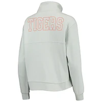 Women's The Wild Collective Light Blue Detroit Tigers Two-Hit Quarter-Zip Pullover Top