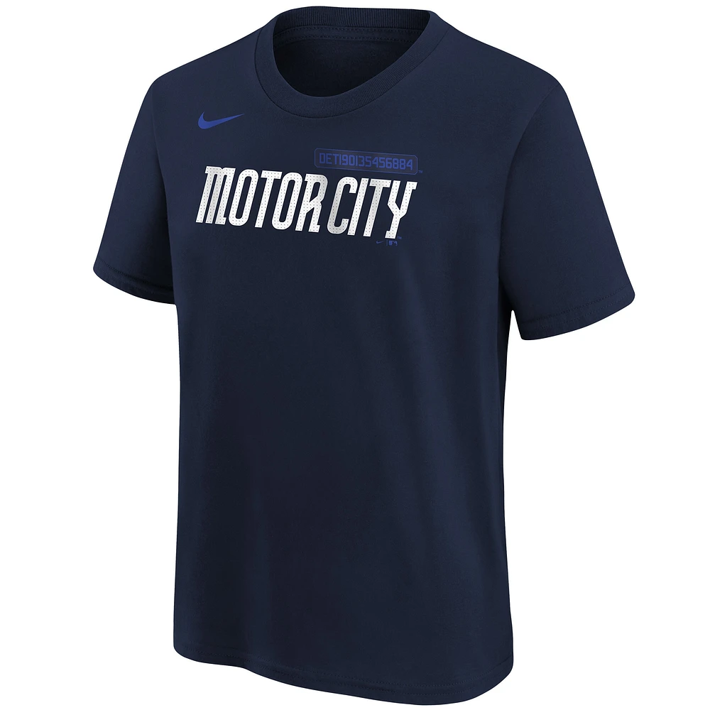 Youth Nike Javier Baez Navy Detroit Tigers 2024 City Connect Name & Number T-Shirt