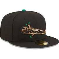 Men's New Era Black Down East Wood Ducks Authentic Collection 59FIFTY Fitted Hat