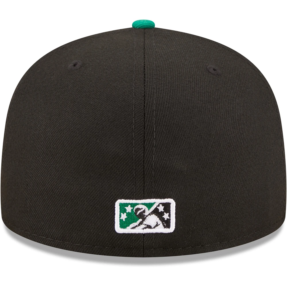 Men's New Era Black Down East Wood Ducks Authentic Collection 59FIFTY Fitted Hat