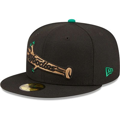 Men's New Era Black Down East Wood Ducks Authentic Collection 59FIFTY Fitted Hat
