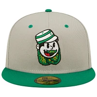 Men's New Era Gray/Green Down East Wood Ducks Kinston Collard Greens Theme Night 59FIFTY Fitted Hat
