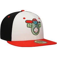 Casquette ajustée 59FIFTY New Era White Avocados Luchadores de Down East Copa la Diversión pour hommes