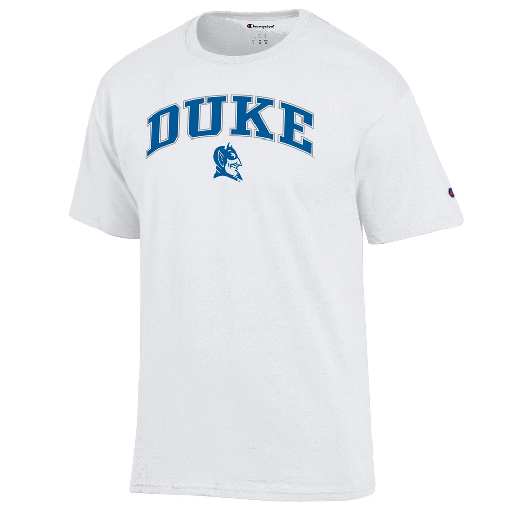 Men's Champion  White Duke Blue Devils Arched Logo T-Shirt